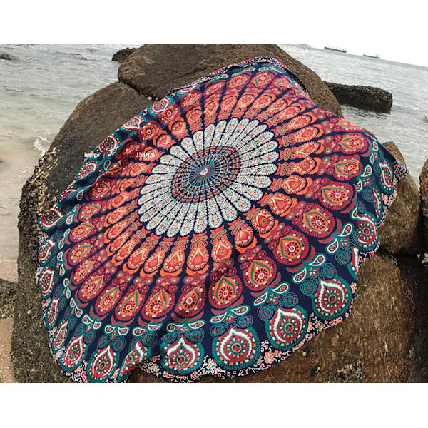 Rund Strandteppe Gobeleng Trykk Piknik Matte Strandteppe Gobeleng