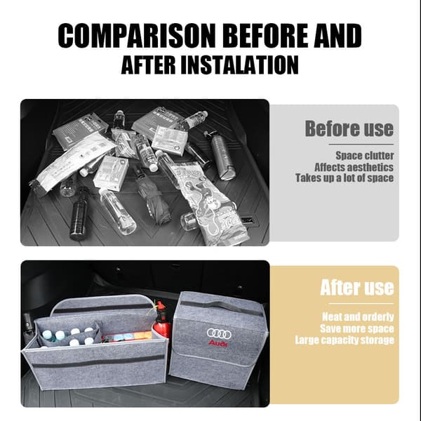 Bagagerumsopbevaringsboks Diverse Opbevaringsboks til Audi A3 A4 A4L A5 B3 B4 B5 B6 B7 B8 RS3 Quattro C5 C6 C7 S2 S3 Grey-S-Sline
