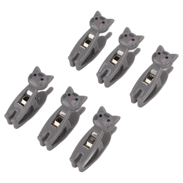 6st Cat Snack Clips Anti Strips Handtag Metall Fjäder Fast Grip Matpåse Snack Clip för kläder DokumentGrå