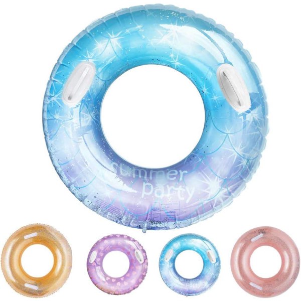Oppblåsbar stjerne-svømmering (100# med håndtak), glitter-svømmering for voksne og barn, strandleker ved sommerbasseng, dekorasjoner til bassengfest