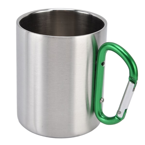 Rostfritt stålmugg 360ml dubbelvägg bekvämt handtag blank yta Utsökt hållbar rostfritt stål kaffemugg Grönt handtag