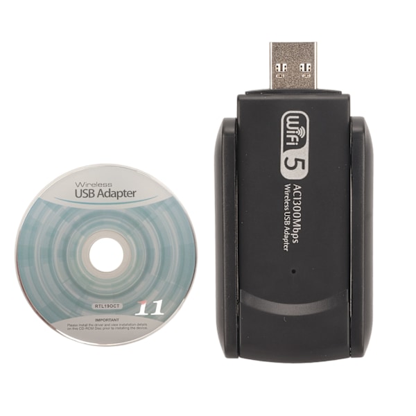 1300M USB WiFi-adapter 2,4G 5,8G USB3.0-gränssnitt Plug and Play WiFi-adapter med dubbla antenner för surfplattor Bärbara datorer