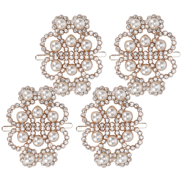 4 stk. Diamant Perle Dekorationer Mode Sko Klips Legering Smykker Ornamenter Håndværksartikler (Diamant Perle Symmetrisk)