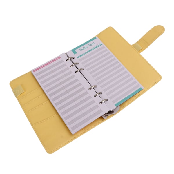 A6 Budget Binder 6 Huller Bærbar Vandtæt Blød Rivfast A6 PU Læder Budget Binder Cover Kontant Budget Håndbog Gul