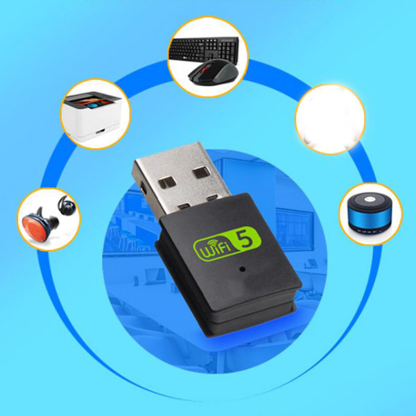 USB WiFi-adapter 600M BT 5.0 Driverfri 2.4G 5G Dobbelbånd Trådløs Nettverksadapter