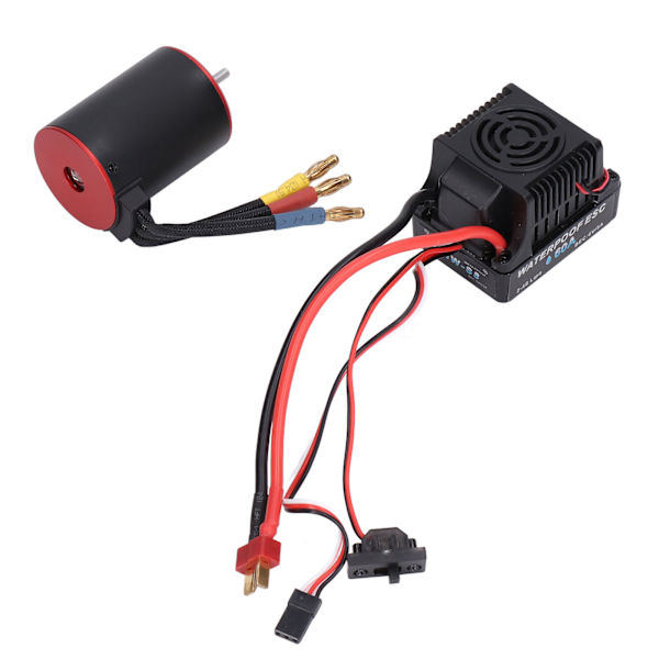 Vedenkestävä harjaton 60A ESC sähköinen ohjain lyhyellä johdolla 3650 3900KV moottori 4mm banaani liittimellä 1/10 RC-autolle