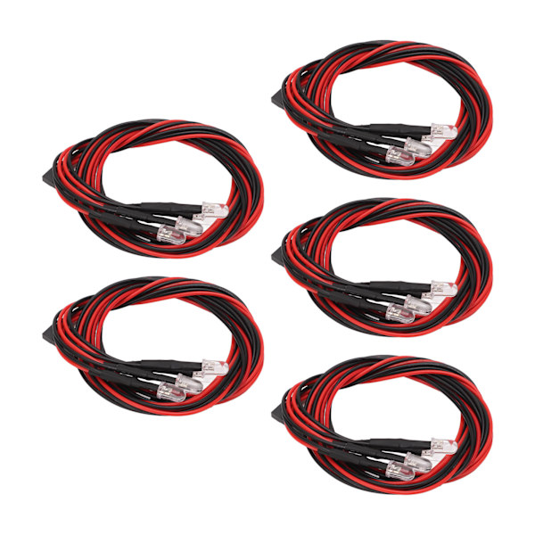 5 set 4 LED RC-billjus Hög ljusstyrka Diameter 5 mm Vitt rött ljus RC LED-ljussatser för modifierade strålkastare