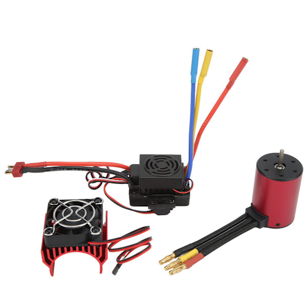 RC Vattentät Borstlös 60A ESC S3650 2300KV Borstlös Motor Kit med Motorkylfläkt för 1/8 1/10 RC Bil