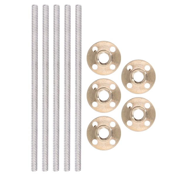 5 set 3D-skrivare T8x8 blyskruv Mässingsmutter Hög hållfast noggrann trapetsformad blyskruv