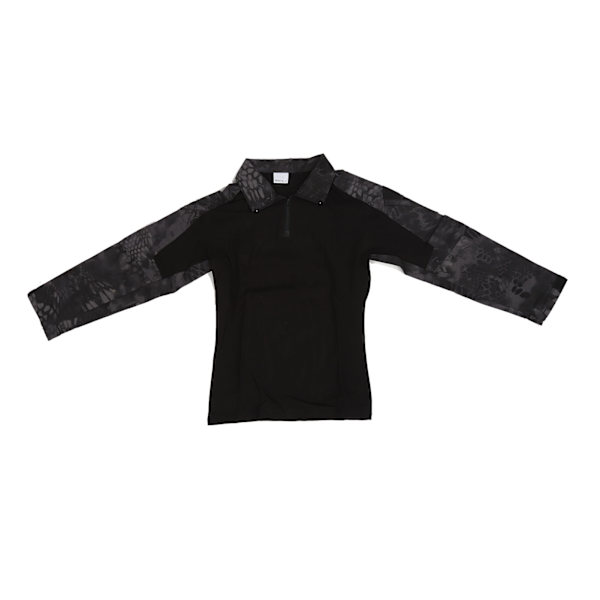 Combat-paita pitkähihainen vetoketjullinen unisex puuvilla polyesteri hengittävä kyynärpääsuojilla olkapäätaskuilla taisteluvaatteet cosplaylle musta python-printti L