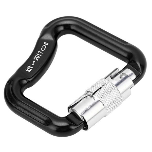 20KN Automatisk Låsande Klätterkarbiner Twist Lock Lättviktskarbiner för Klättring Bergsklättring D-formad Svart
