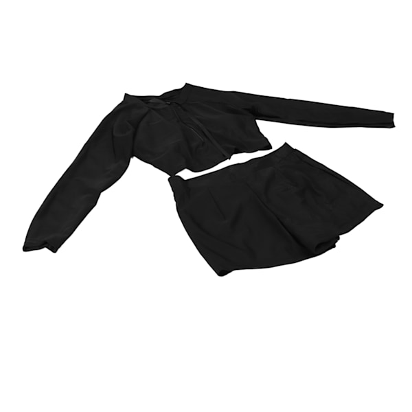 Kvinnor Separerar långärmad baddräkt Svart högmidjat design polyester Kvinnor Tvådelade badkläder för flickor Kvinnor