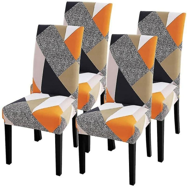 Printed Stretch tuolin cover Irrotettava pestävä ruokapöydän tuolin cover keltainen, 4 kpl
