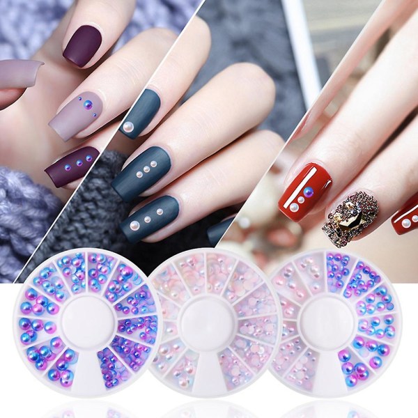 Platt halvrund pärla Cabochon Nail Art Göra själv, Plastpärlor med platt rygg för Hantverk Gör-det-själv-telefon Nail Art Göra Hantverksdekoration