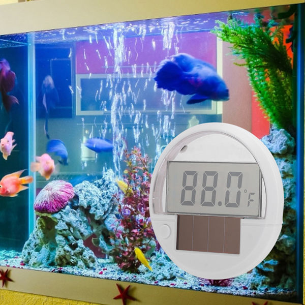 Fisktanktermometer Extern LED-akvarium Högprecisionstemperaturmätare Sänder solenergi digital display
