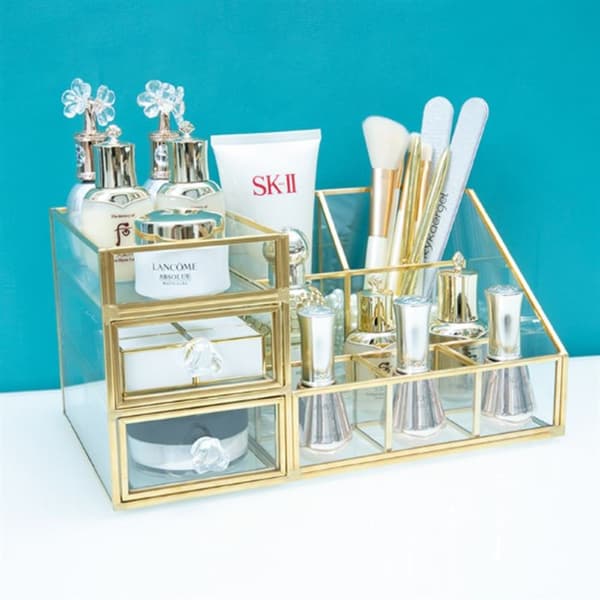 UNIQ Makeup Organizer med to skuffer - Guld