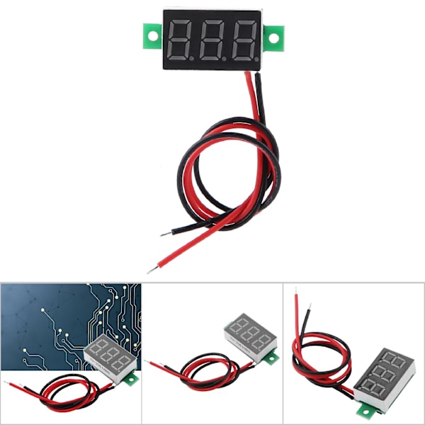 Digitalt voltmeter 0,36 tommer to-trådet DC 2,5-30V Digital LED-display spændingsmåler (rød)