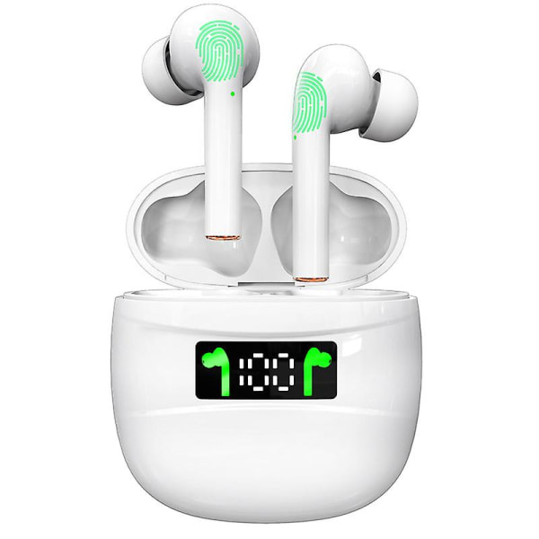 Bluetooth 5.2 Headset med Digital Display Laddbox Vattentät White