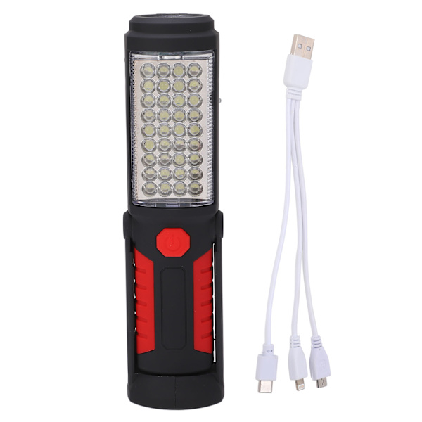 USB-laddningsarbetslampa med magnetstativ inspektion LED-ljusfackla 2 ljuslägen Arbetslampa för verkstäder Garage Röd