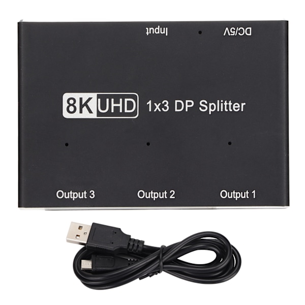 1x3 DisplayPort Splitter 8K 30Hz 4K 144Hz Triple MST SST Hub 1 in 3 Out DP Splitter för hemmabio skolhotell