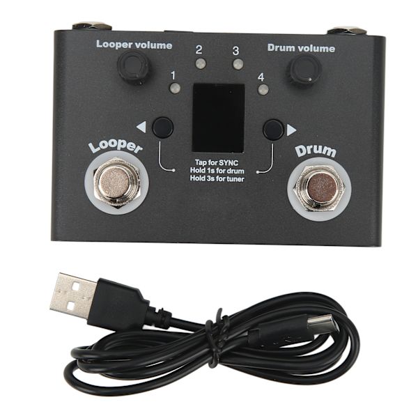Drum Looper Pedal 4 Lagringsplats 11 minuter Inspelningstid Metal Phrase Loop Effektpedal med tuner