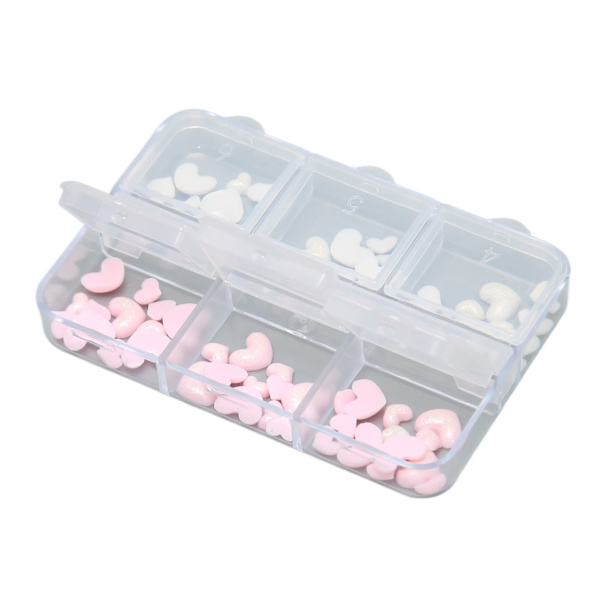 3D Sydän Kynsikoriste Pinkki ja Valkoinen Useita Kokoja Resin Manikyyri Kynsivarusteet