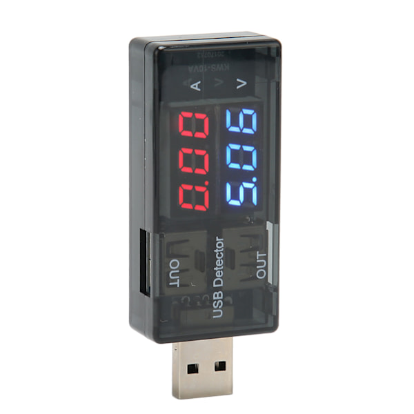 Dobbel USB-tester 1 inn 2 ut LCD Strømstyrke Spenningsmåler Multimeter for mobiltelefoner Nettbrett Bærbare datamaskiner Billadere