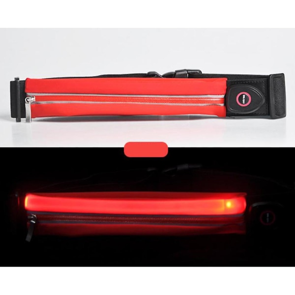 Led heijastava juoksulaukku ladattavalla USB valolla, heijastavat juoksuvarusteet miehille, naisille red