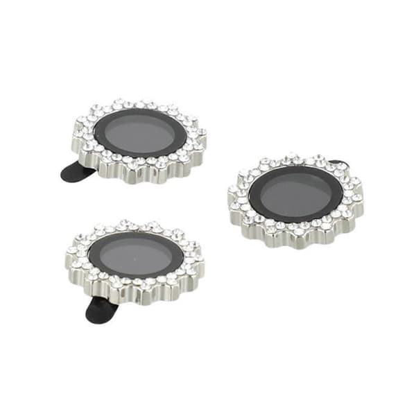 Kameraskydd för iPhone 16 Pro/16 Pro Max, kugghjulsform, strassdekor, härdat glas
