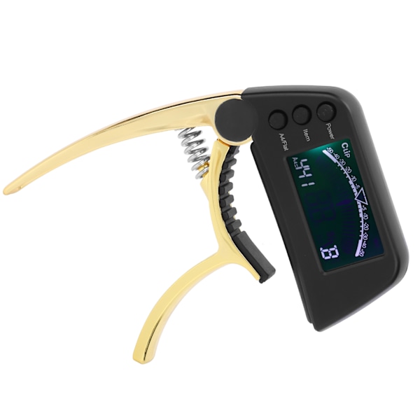 Gitarr Capo Tuner zinklegering ABS 2 i 1 klämma med LCD för akustisk elektrisk klassiska ukulele Gyllene