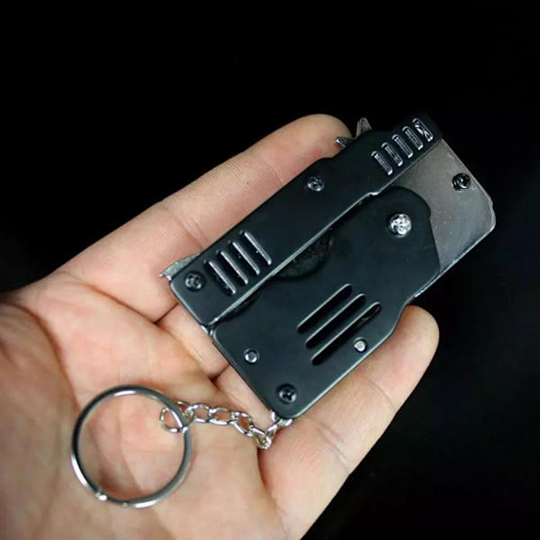 Mini Foldbar Gummibånd Legetøj Gummibånd Launcher Legetøj Nøglering Foldbar Håndlavet Legetøj til Voksne Børn