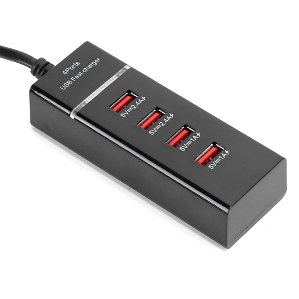 Mobiltelefon Universal 3A kabellader Stasjonær Flere 4 porter USB EU 100‑240VEU Svart 4USB Linje 1,5 m med emballasje
