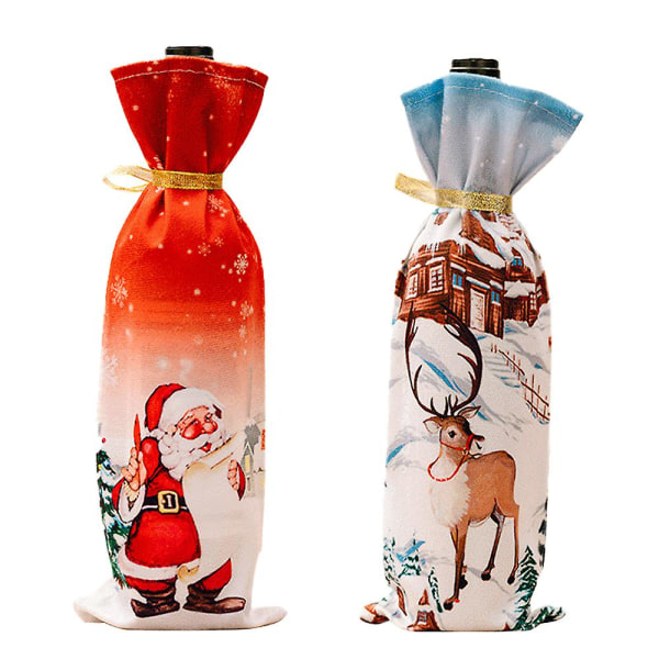 Julevinflaskedæksel, genanvendelige vinflaskeposer til julebryllupsindretning til hjemmefest