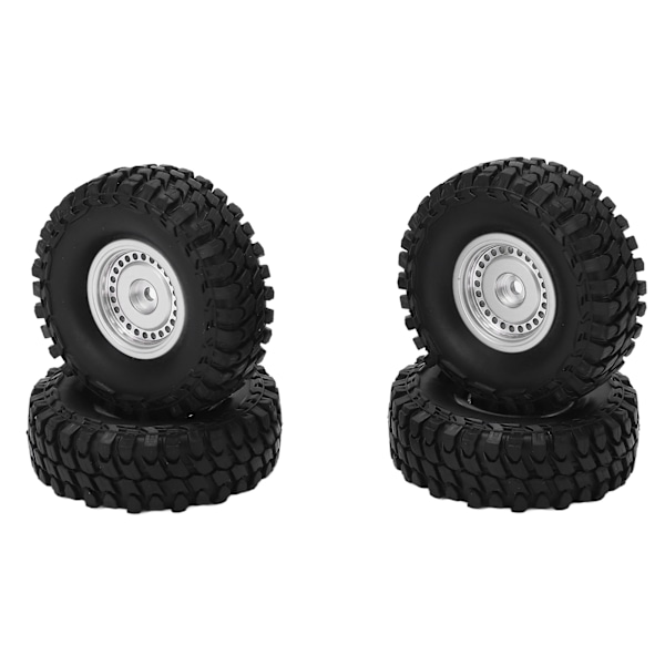 4 kpl 55 mm eturenkaat ja takarenkaat sekä 24 reiän vanteet Axial SCX24 1/24 RC-autolle, hopea