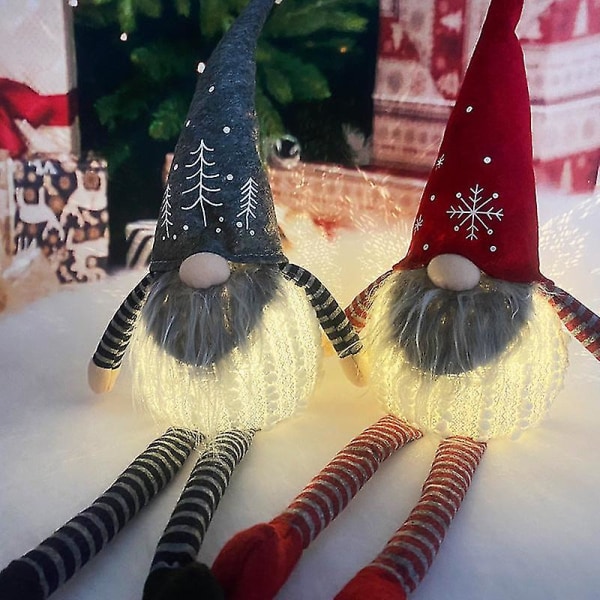 Lysande långa ben Ansiktslösa docka Barngåva Juldekoration Tillbehör Rudolf Ornament Gray long leg light doll