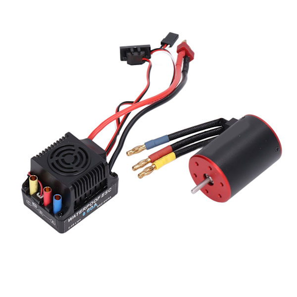 Vedenkestävä harjaton 60A ESC sähköinen ohjain lyhyellä johdolla 3650 3900KV moottori 4mm banaani liittimellä 1/10 RC-autolle