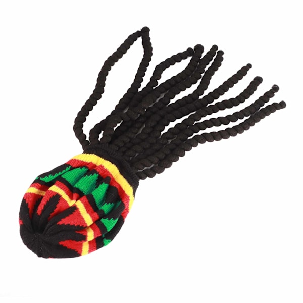 Dreadlocks peruk mössa Andas stickad baskerhatt med lång svart dreadlocks peruk för sommar vinter halloweenfest
