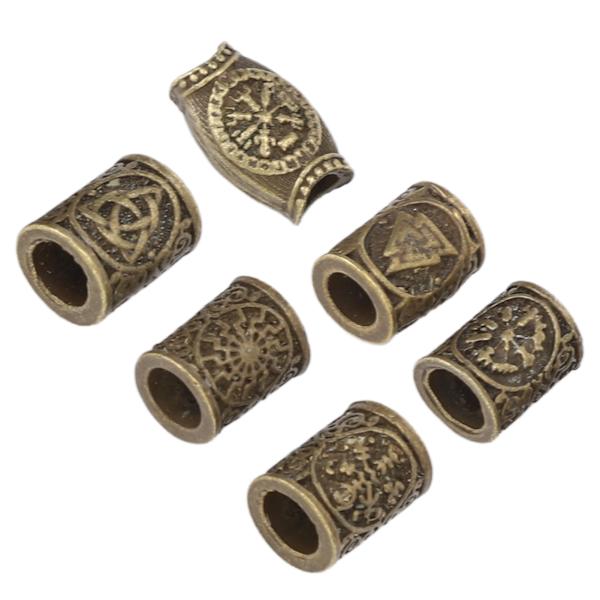 6st Hårskäggpärlor Retrolegering Hårskäggdekorationspärlor för hårflätning Armband hänge Halsband DIY