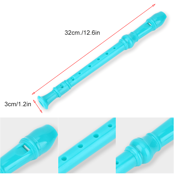 8 Hulls Høj Pitch Sopran Blokfløjte Fløjte ABS Instrument Reed Pipe Børn Grøn