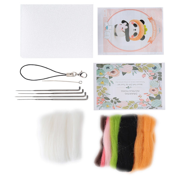 Neulahuovutussetti Villisäiliö Käsintehty tarvikepaket Poke Needle -piirustuksilla (118# Rettikka)