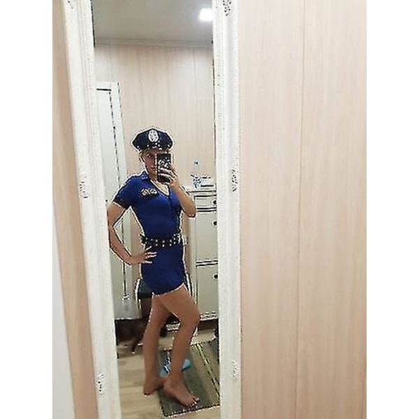 Polis Kvinna Rollspel Kostym för Kvinnor - Halloween Fest Uniform med Fjäder Spel Tema