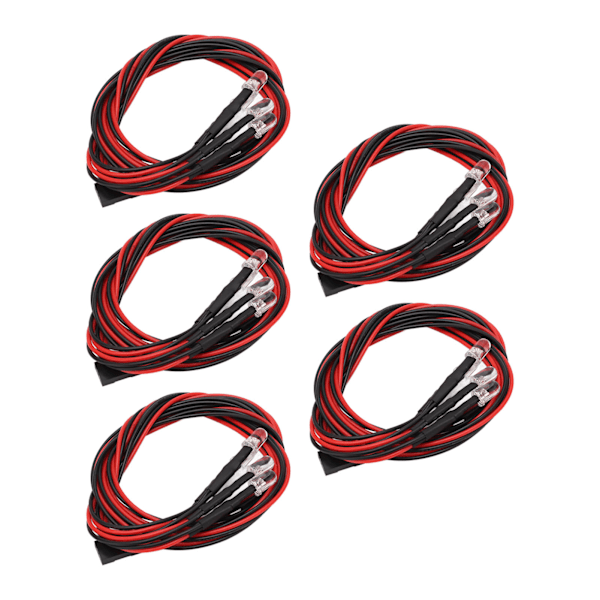 5 set 4 LED RC-billjus Hög ljusstyrka Diameter 5 mm Vitt rött ljus RC LED-ljussatser för modifierade strålkastare