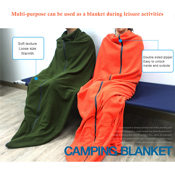 Multifunksjons Fleece Sovepose Liner Fritidsteppe Camping Sovematte