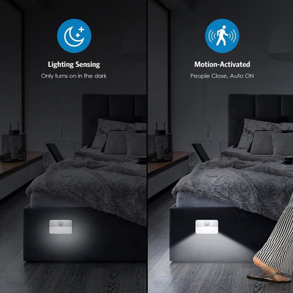 LED-nattljus rörelsesensorlampor, självhäftande inomhuslampor, batteridrivna kökslampor, 2 st.