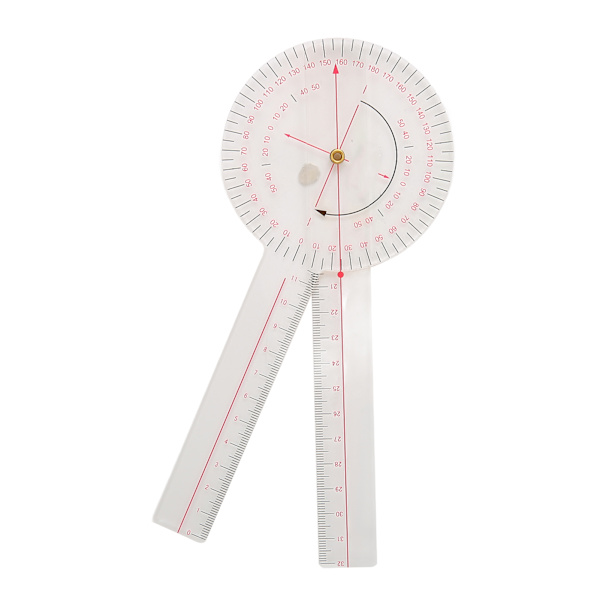 Liten led Goniometer 360 grader Klar skala Knän Armbågar Fingrar Goniometer Verktyg Transparent