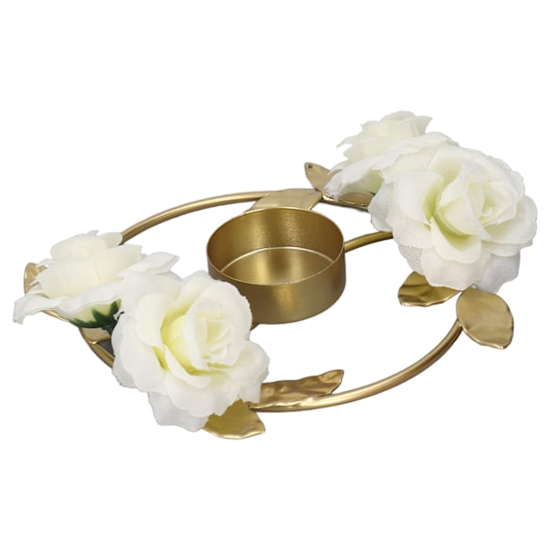 Ljushållare Rose Blomsterdekoration Rund bas Järnmaterial Elegant stil Attraktiv dekorativ gyllene ljusställ A