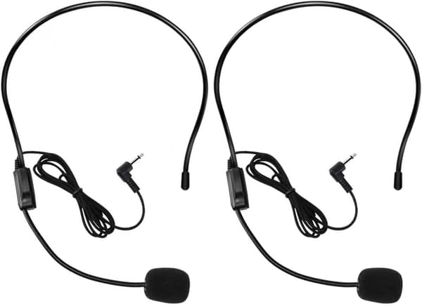 VOVIGGOL 2-pack Microphone Headset, Flexible Wired Boom Compatible with Voice Amplifiers, 3.5mm Headset Jack
