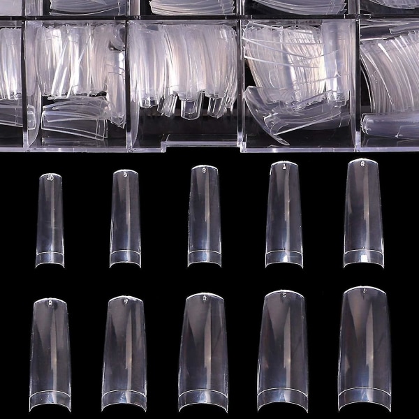 Akryylikynsikynnet - ranskalainen kynsilakka 500 kpl tekokynsien cover nail art, 10 kokoa Clear