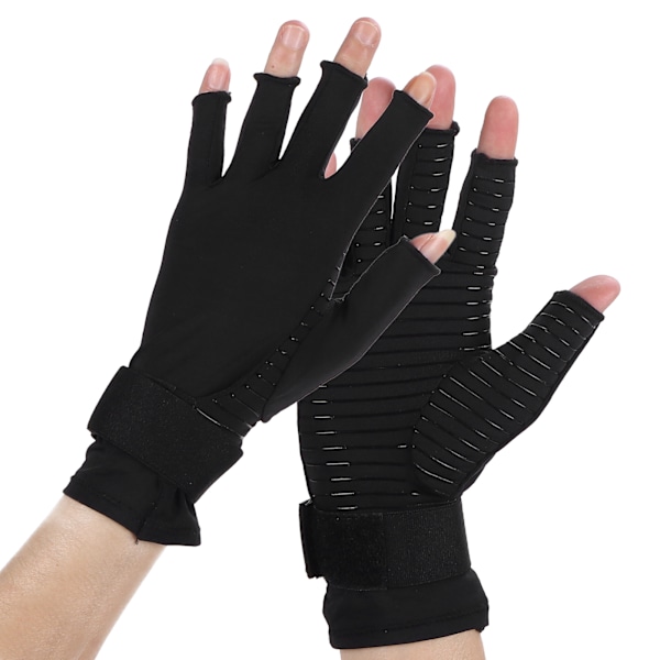 Halvfingerhansker Silikon Anti-Skli Artritt Kompresjonshansker for Fingerrehabilitering Smertelindring
