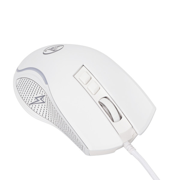 Mekanisk mus Colorful Shine Justerbar 3600 dpi RGB Ergonomisk kablet gamingmus til bærbare computere Hvid
